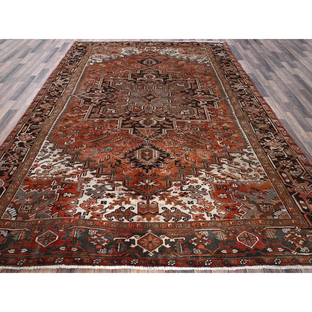 8'4" x 11'4" Vintage Hand Knotted Red Wool Rectangle Oriental Rug - MOA1021254