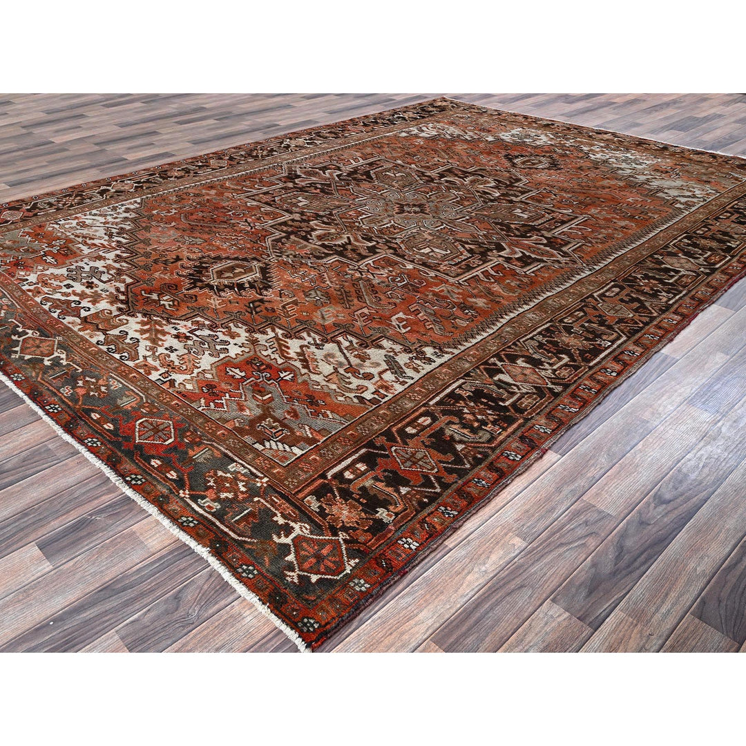 8'4" x 11'4" Vintage Hand Knotted Red Wool Rectangle Oriental Rug - MOA1021254