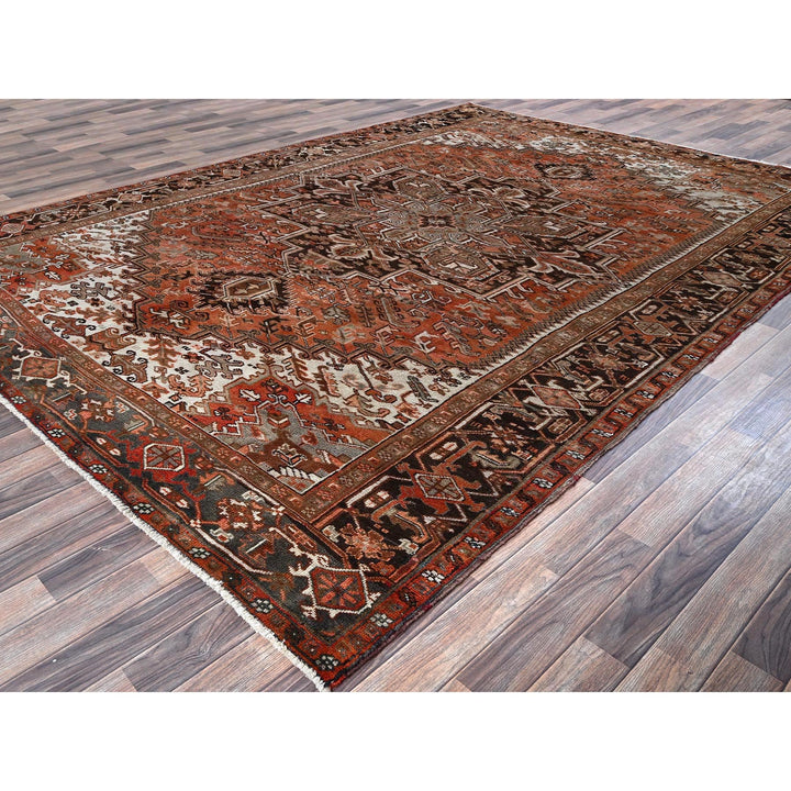 8'4" x 11'4" Vintage Hand Knotted Red Wool Rectangle Oriental Rug - MOA1021254