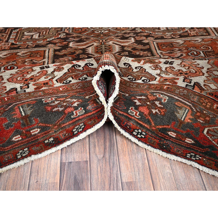 8'4" x 11'4" Vintage Hand Knotted Red Wool Rectangle Oriental Rug - MOA1021254
