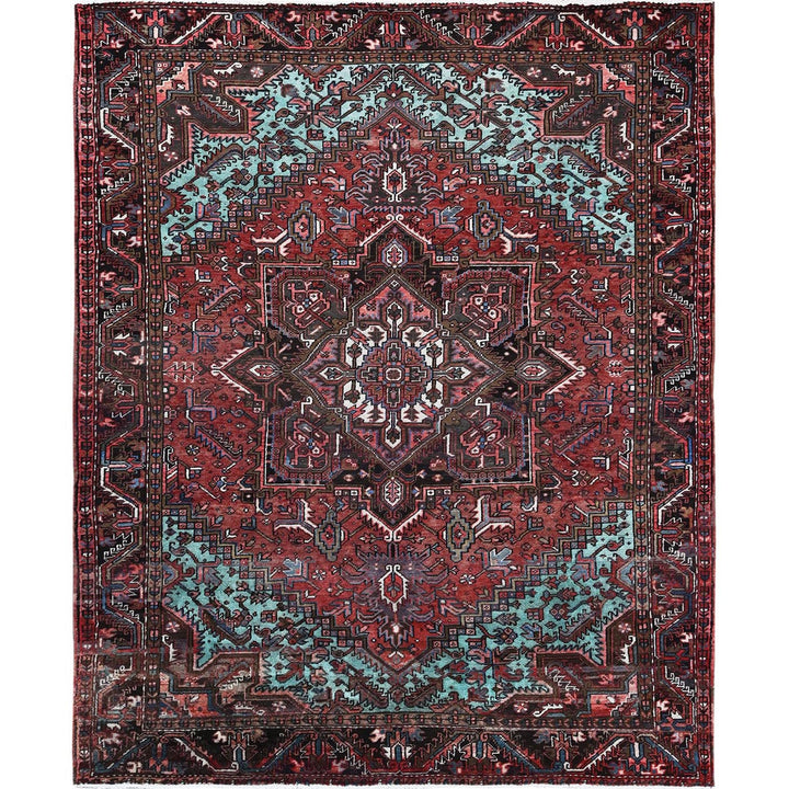 8'4" x 10'3" Vintage Hand Knotted Red Wool Rectangle Oriental Rug - MOA1021255