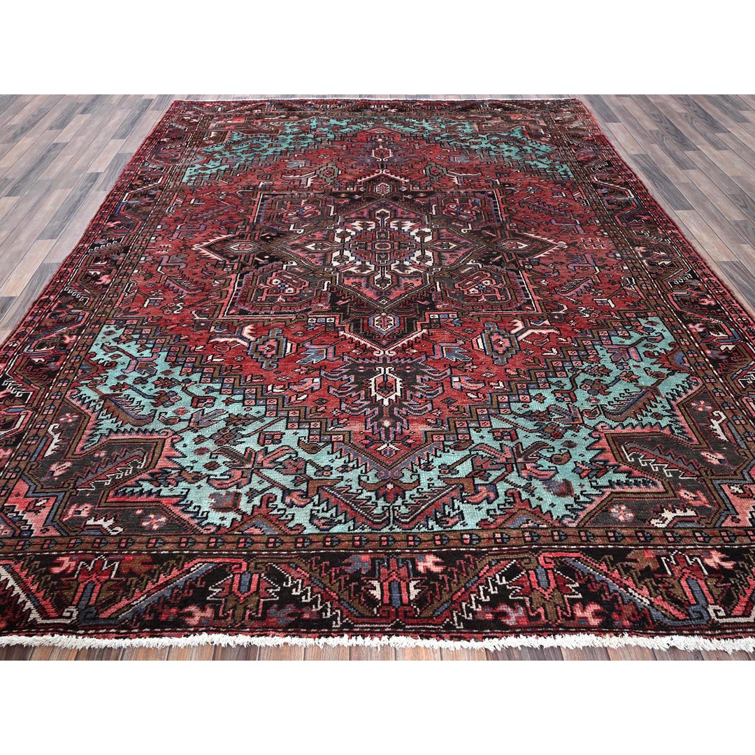 8'4" x 10'3" Vintage Hand Knotted Red Wool Rectangle Oriental Rug - MOA1021255