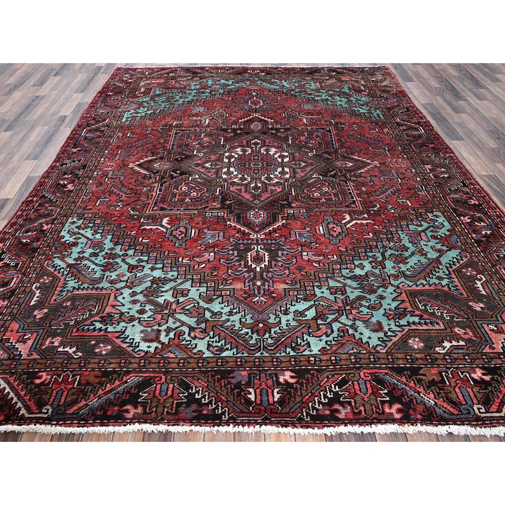 8'4" x 10'3" Vintage Hand Knotted Red Wool Rectangle Oriental Rug - MOA1021255