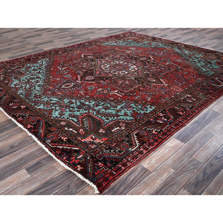 8'4" x 10'3" Vintage Hand Knotted Red Wool Rectangle Oriental Rug - MOA1021255