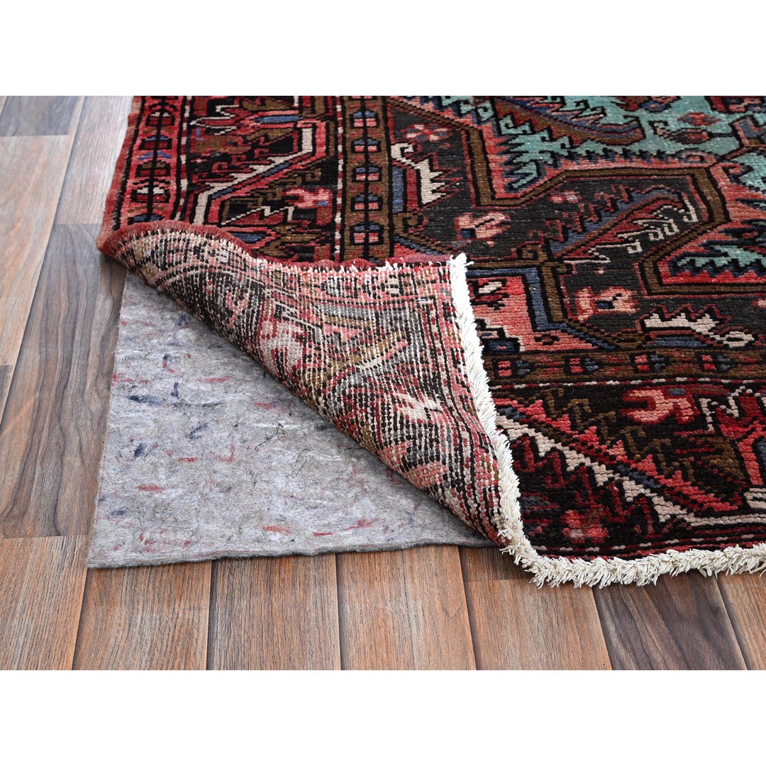8'4" x 10'3" Vintage Hand Knotted Red Wool Rectangle Oriental Rug - MOA1021255