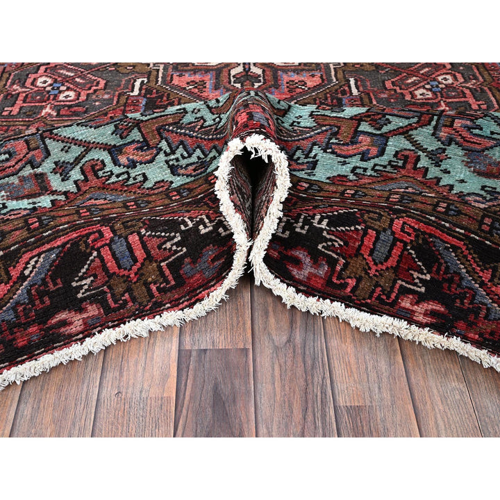 8'4" x 10'3" Vintage Hand Knotted Red Wool Rectangle Oriental Rug - MOA1021255