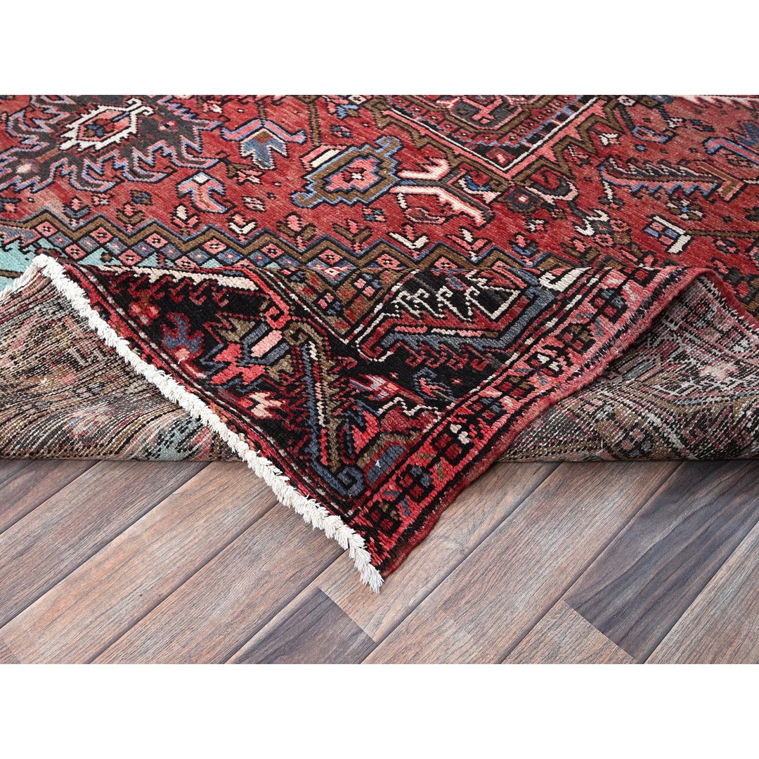 8'4" x 10'3" Vintage Hand Knotted Red Wool Rectangle Oriental Rug - MOA1021255