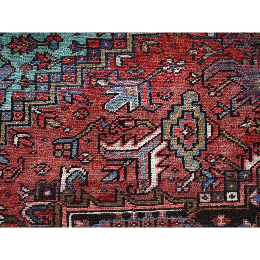 8'4" x 10'3" Vintage Hand Knotted Red Wool Rectangle Oriental Rug - MOA1021255
