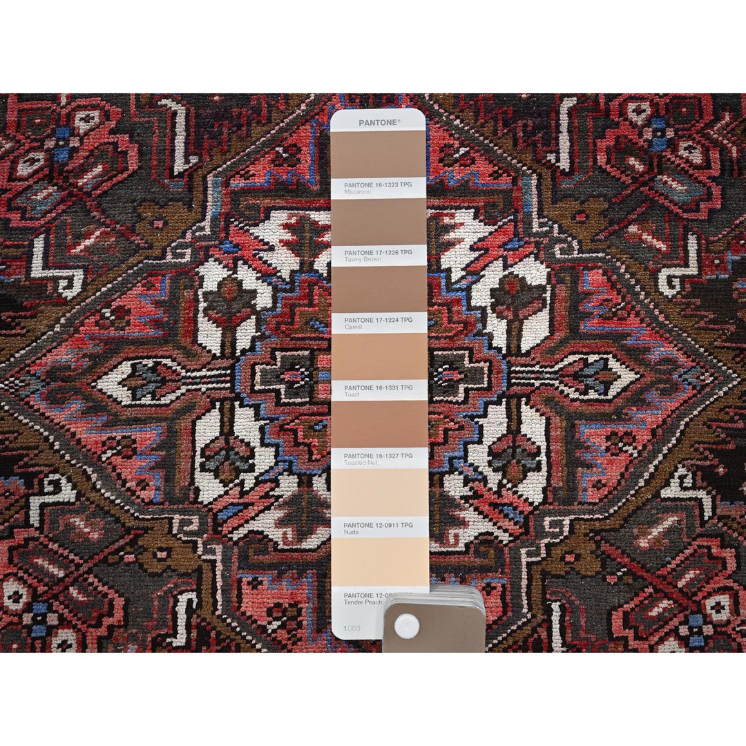 8'4" x 10'3" Vintage Hand Knotted Red Wool Rectangle Oriental Rug - MOA1021255