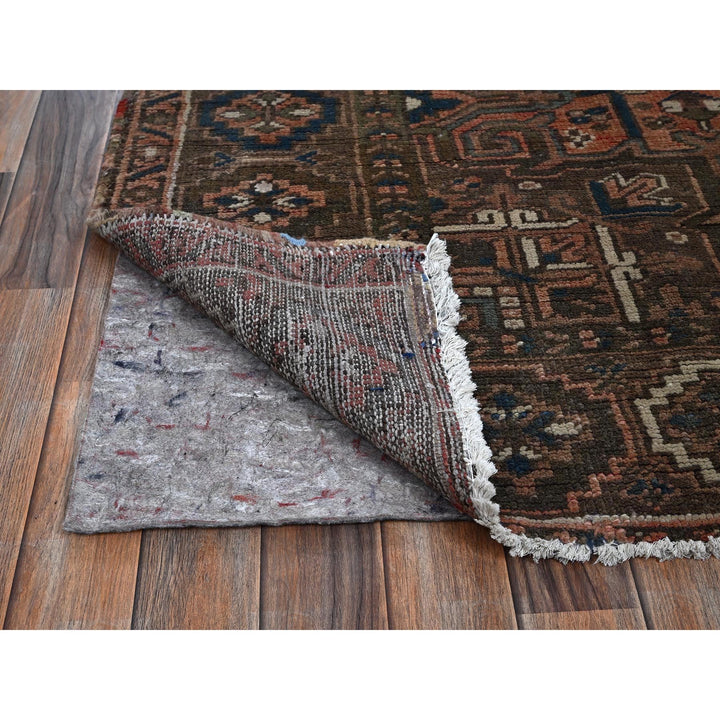 7'9" x 10'9" Vintage Hand Knotted Brown Wool Rectangle Oriental Rug - MOA1021269