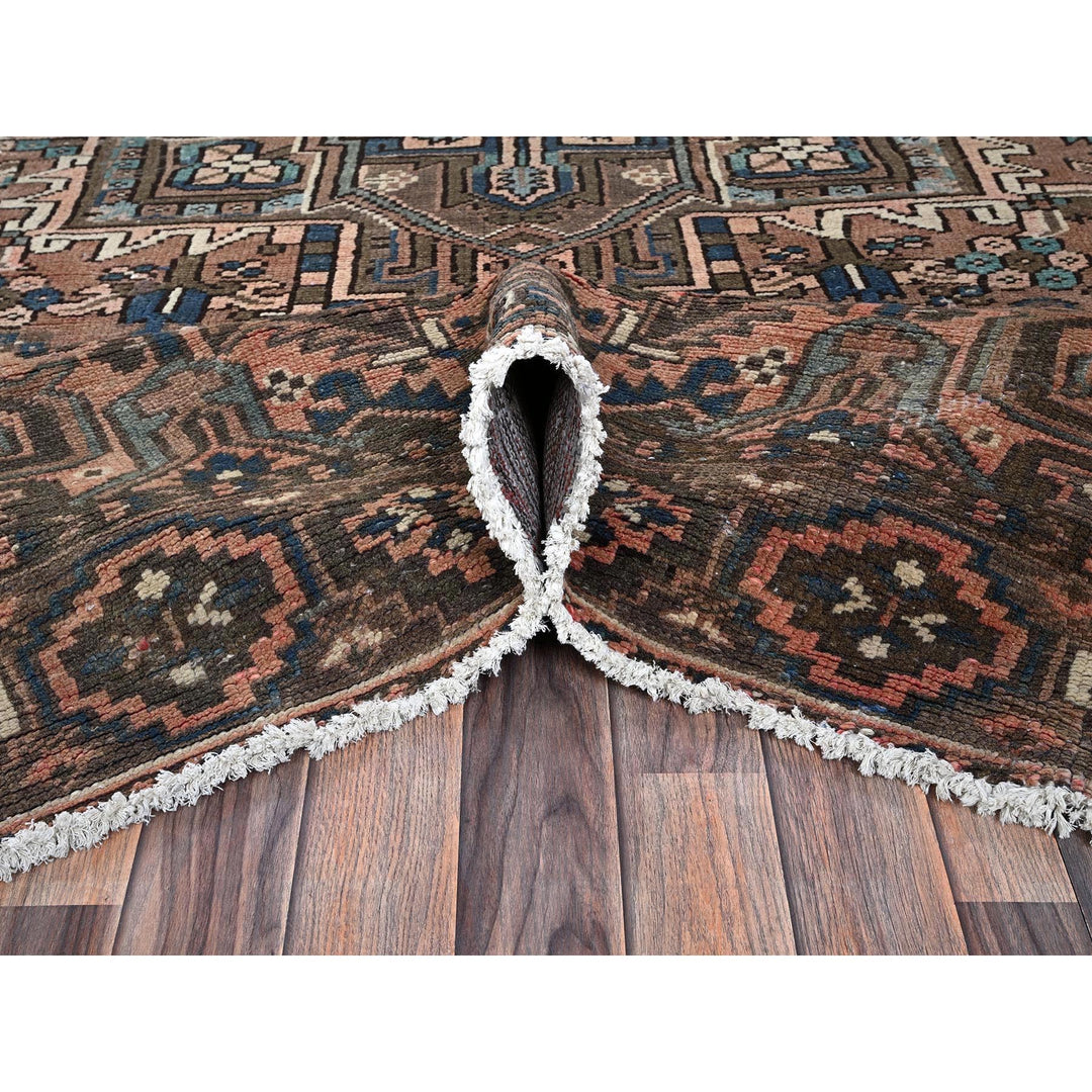 7'9" x 10'9" Vintage Hand Knotted Brown Wool Rectangle Oriental Rug - MOA1021269