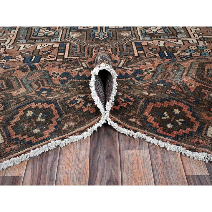7'9" x 10'9" Vintage Hand Knotted Brown Wool Rectangle Oriental Rug - MOA1021269