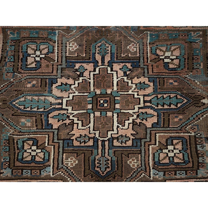 7'9" x 10'9" Vintage Hand Knotted Brown Wool Rectangle Oriental Rug - MOA1021269