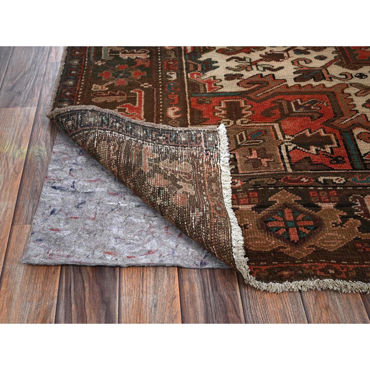 6'5" x 9'7" Vintage Hand Knotted Red Wool Rectangle Oriental Rug - MOA1021270