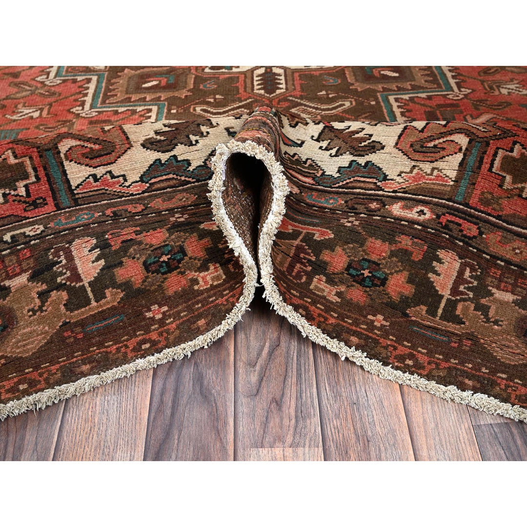 6'5" x 9'7" Vintage Hand Knotted Red Wool Rectangle Oriental Rug - MOA1021270