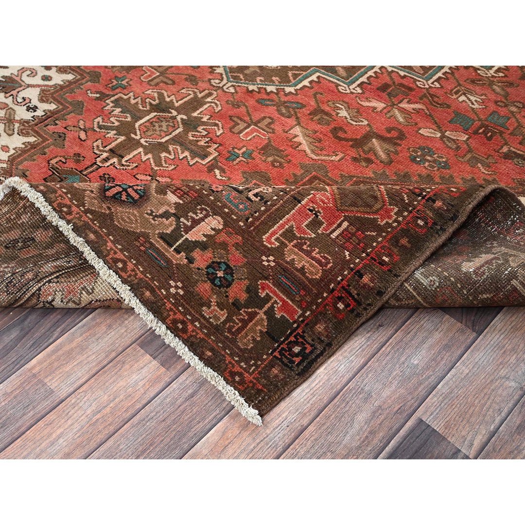 6'5" x 9'7" Vintage Hand Knotted Red Wool Rectangle Oriental Rug - MOA1021270