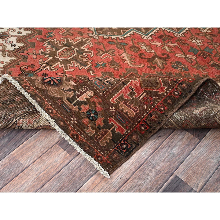 6'5" x 9'7" Vintage Hand Knotted Red Wool Rectangle Oriental Rug - MOA1021270