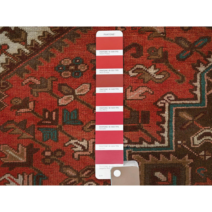 6'5" x 9'7" Vintage Hand Knotted Red Wool Rectangle Oriental Rug - MOA1021270