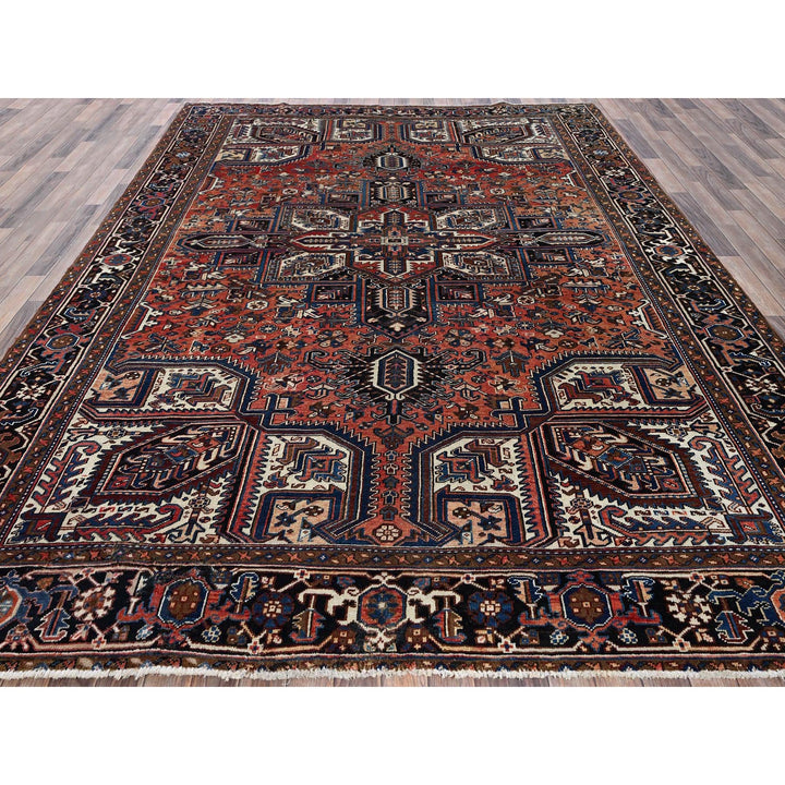 8'7" x 11'3" Vintage Hand Knotted Orange Wool Rectangle Oriental Rug - MOA1021271