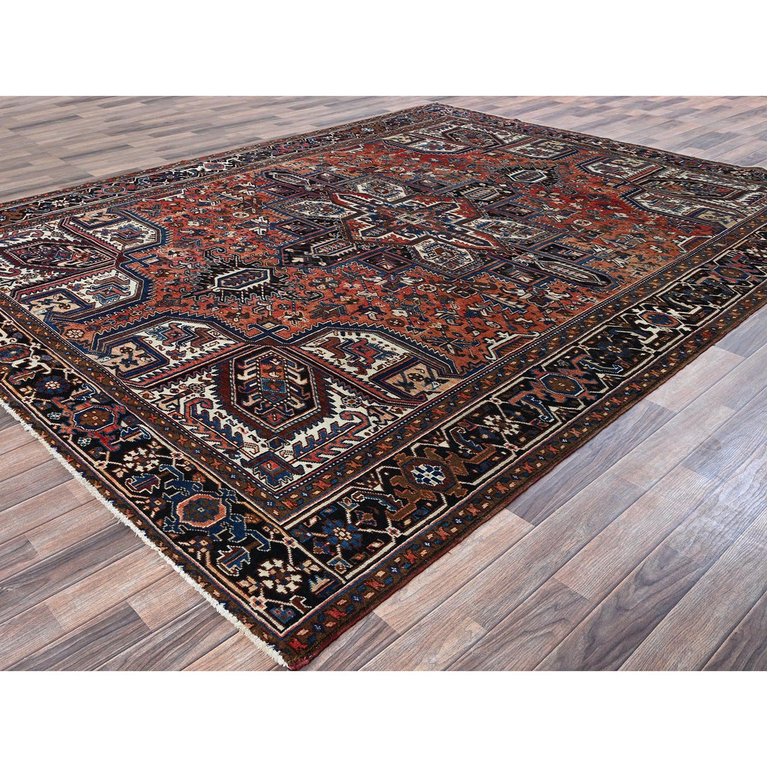 8'7" x 11'3" Vintage Hand Knotted Orange Wool Rectangle Oriental Rug - MOA1021271