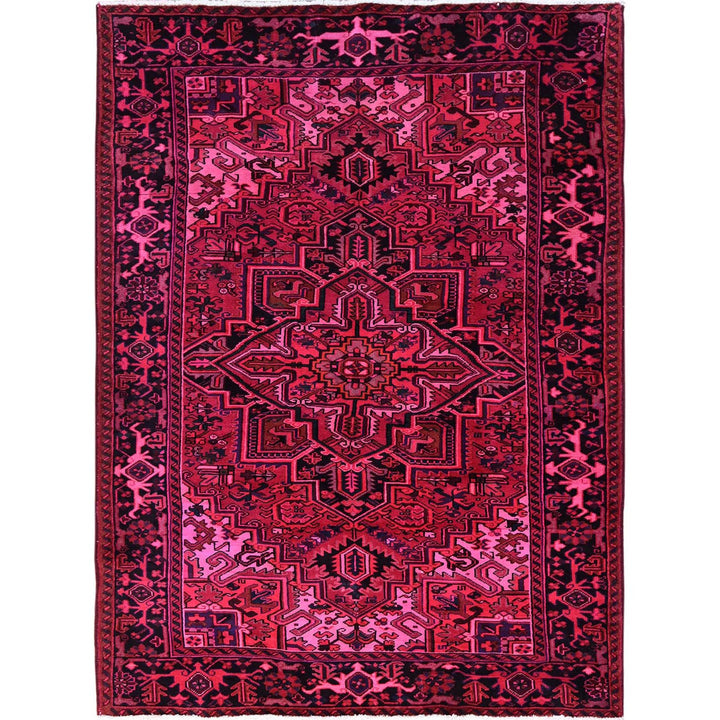 6'11" x 9'5" Vintage Hand Knotted Red Wool Rectangle Oriental Rug - MOA1021275