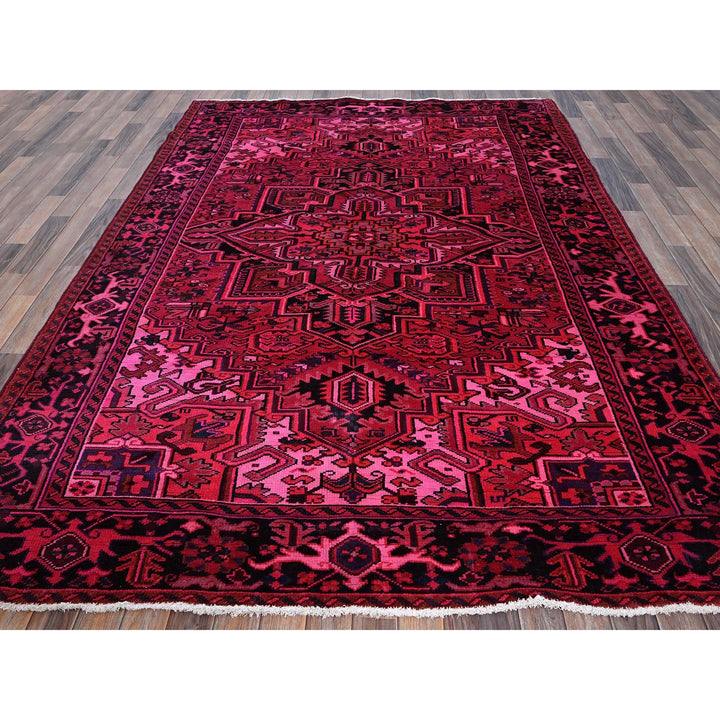 6'11" x 9'5" Vintage Hand Knotted Red Wool Rectangle Oriental Rug - MOA1021275