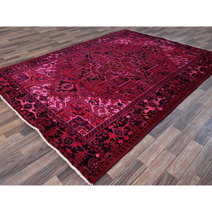 6'11" x 9'5" Vintage Hand Knotted Red Wool Rectangle Oriental Rug - MOA1021275