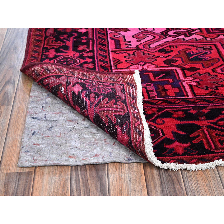 6'11" x 9'5" Vintage Hand Knotted Red Wool Rectangle Oriental Rug - MOA1021275