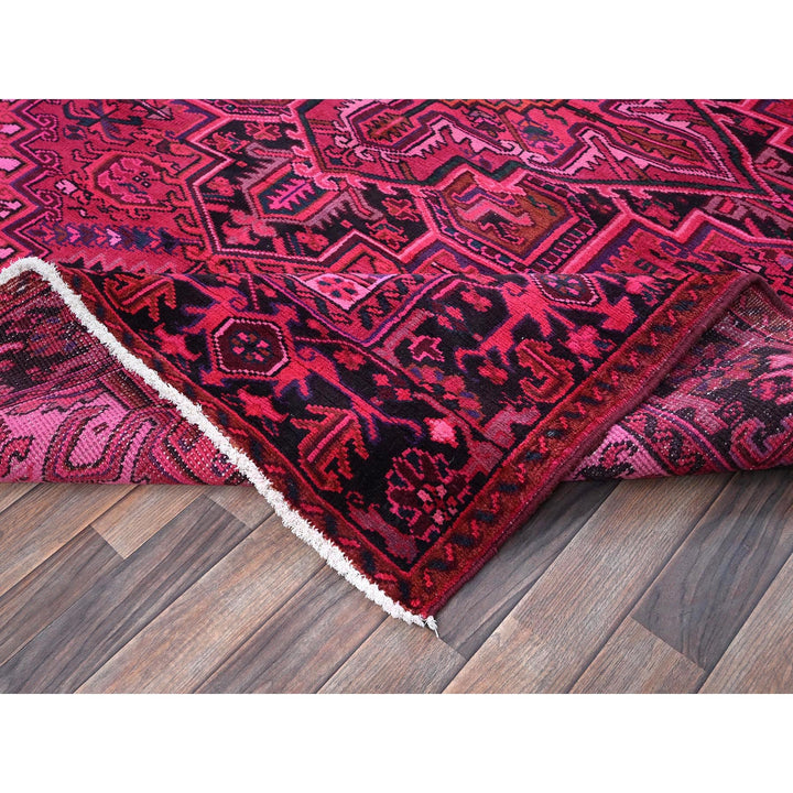6'11" x 9'5" Vintage Hand Knotted Red Wool Rectangle Oriental Rug - MOA1021275