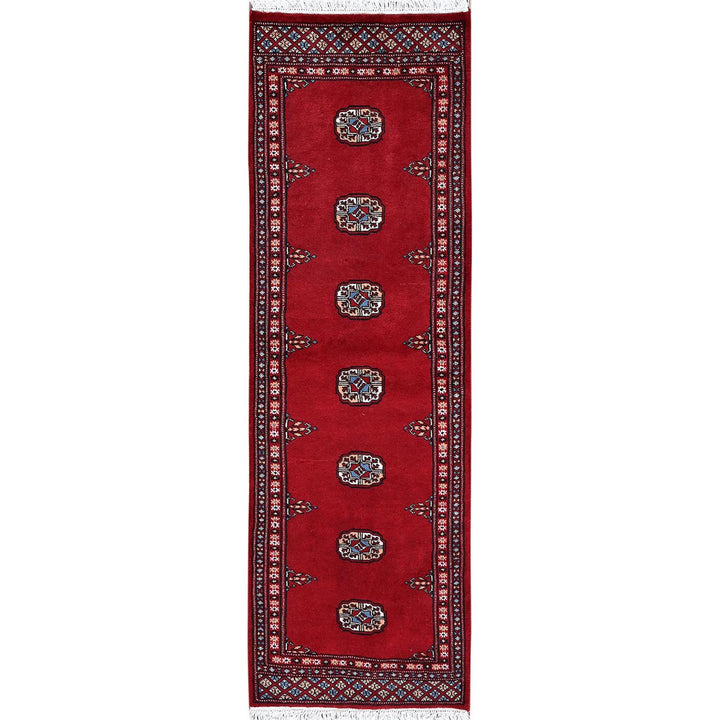 2'1" x 6'0" New Hand Knotted Red Wool Runner Oriental Rug - MOA1021293