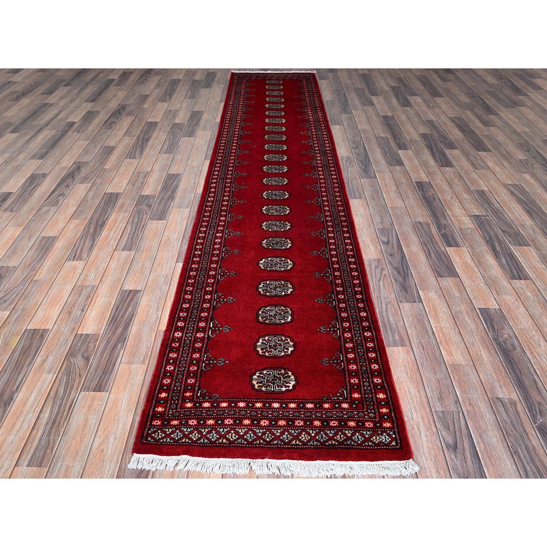 2'7" x 11'10" New Hand Knotted Red Wool Runner Oriental Rug - MOA1021301