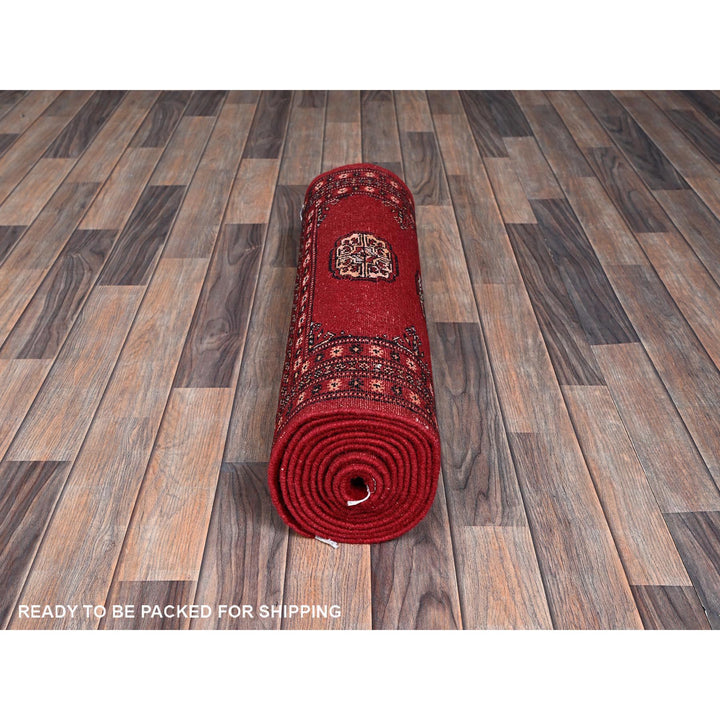 2'7" x 11'10" New Hand Knotted Red Wool Runner Oriental Rug - MOA1021301