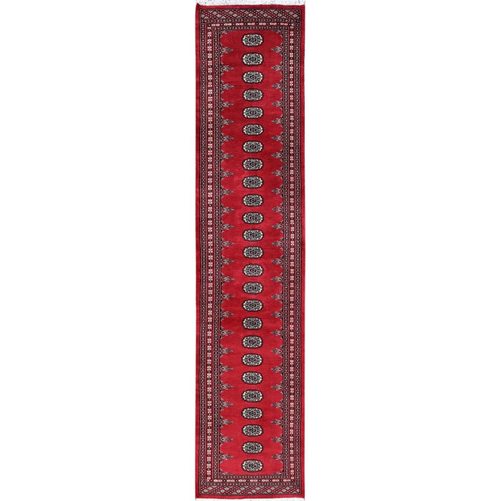 2'6" x 12'5" New Hand Knotted Red Wool Runner Oriental Rug - MOA1021302