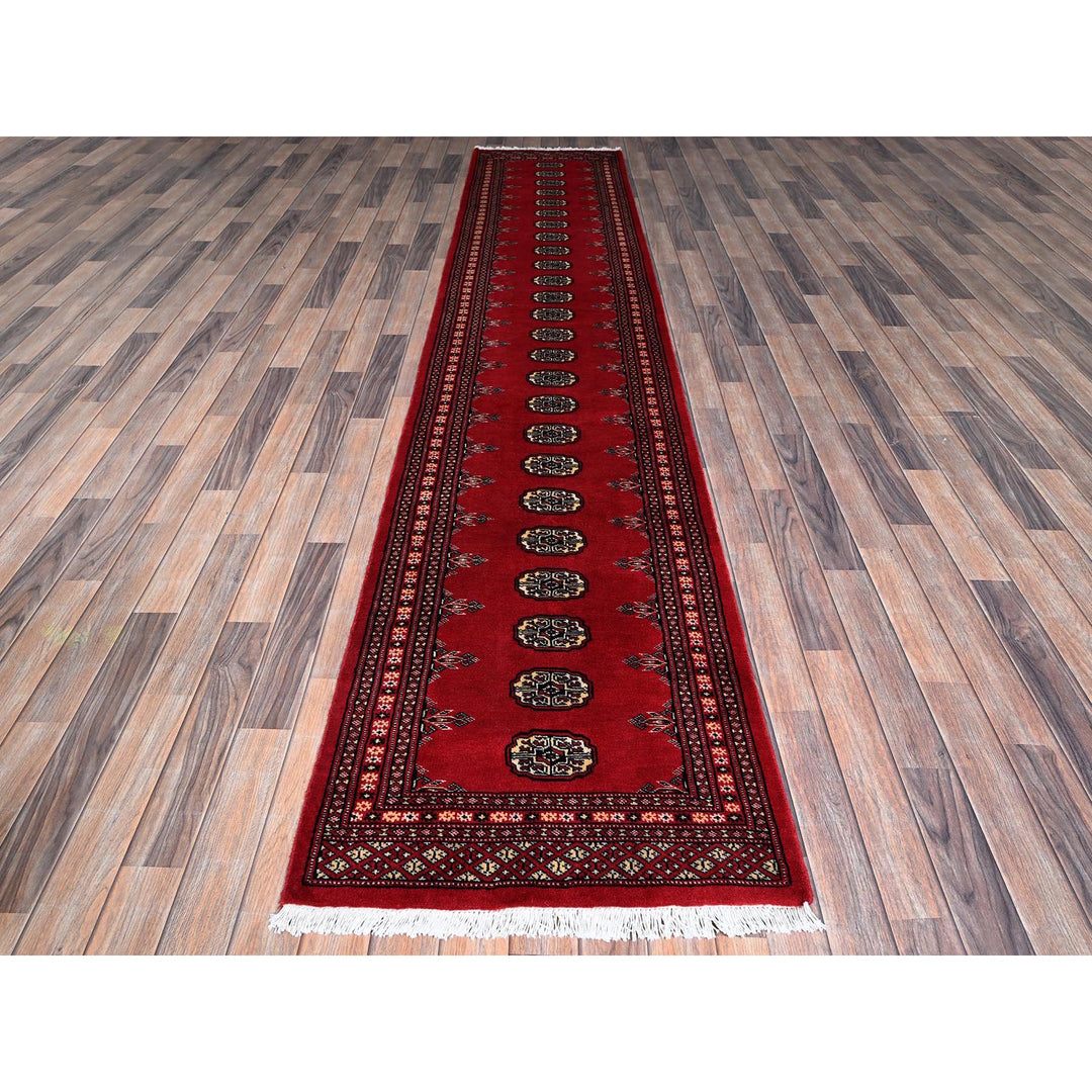 2'6" x 12'5" New Hand Knotted Red Wool Runner Oriental Rug - MOA1021302
