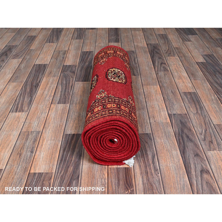 2'6" x 12'5" New Hand Knotted Red Wool Runner Oriental Rug - MOA1021302