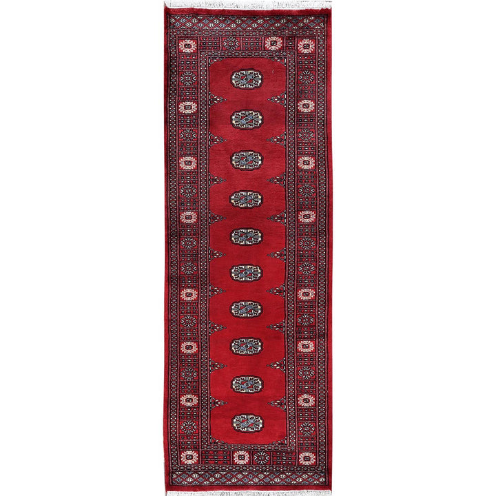 2'7" x 7'11" New Hand Knotted Red Wool Runner Oriental Rug - MOA1021303