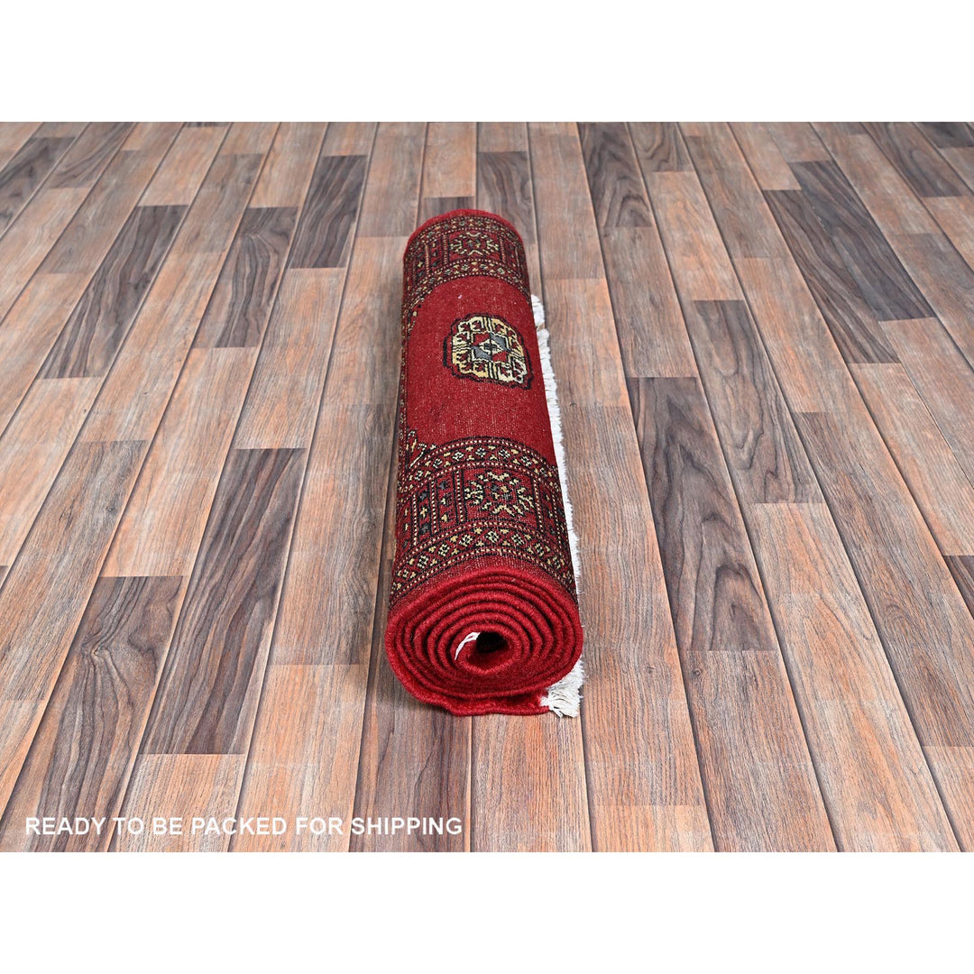 2'7" x 7'11" New Hand Knotted Red Wool Runner Oriental Rug - MOA1021303