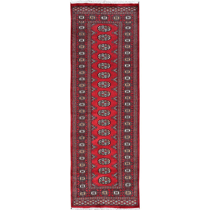 2'6" x 7'11" New Hand Knotted Red Wool Runner Oriental Rug - MOA1021305