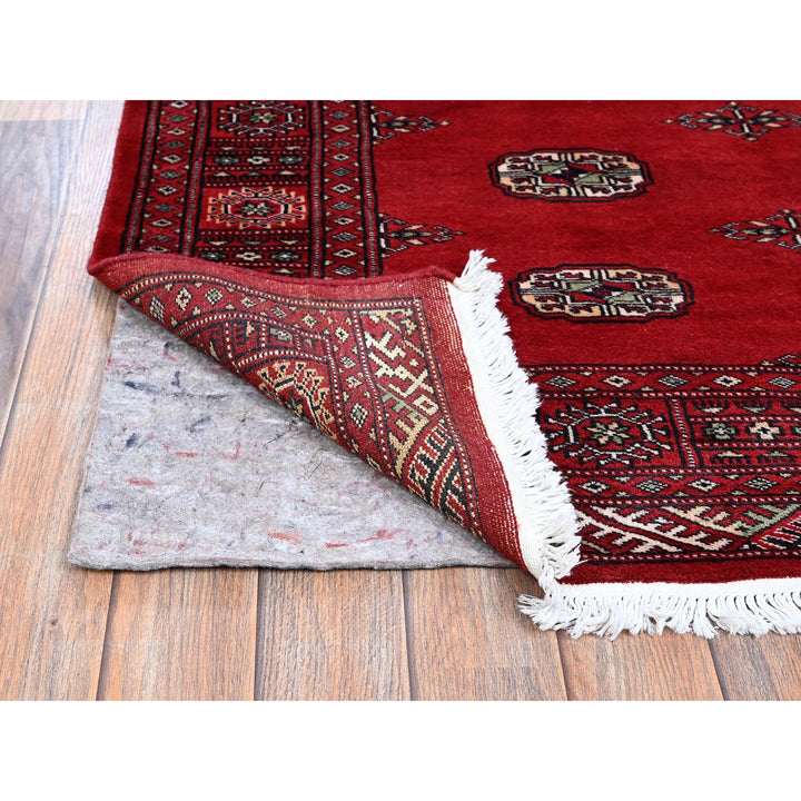4'1" x 6'3" New Hand Knotted Red Wool Rectangle Oriental Rug - MOA1021307