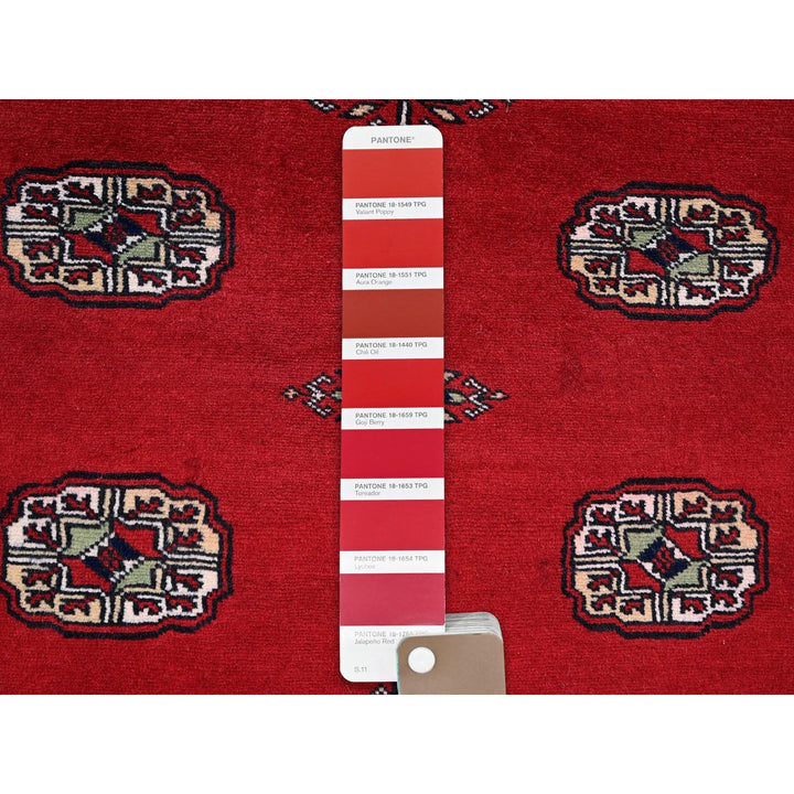 4'1" x 6'3" New Hand Knotted Red Wool Rectangle Oriental Rug - MOA1021307