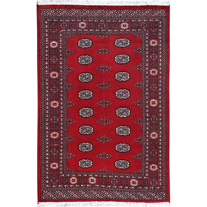 4'2" x 6'2" New Hand Knotted Red Wool Rectangle Oriental Rug - MOA1021308