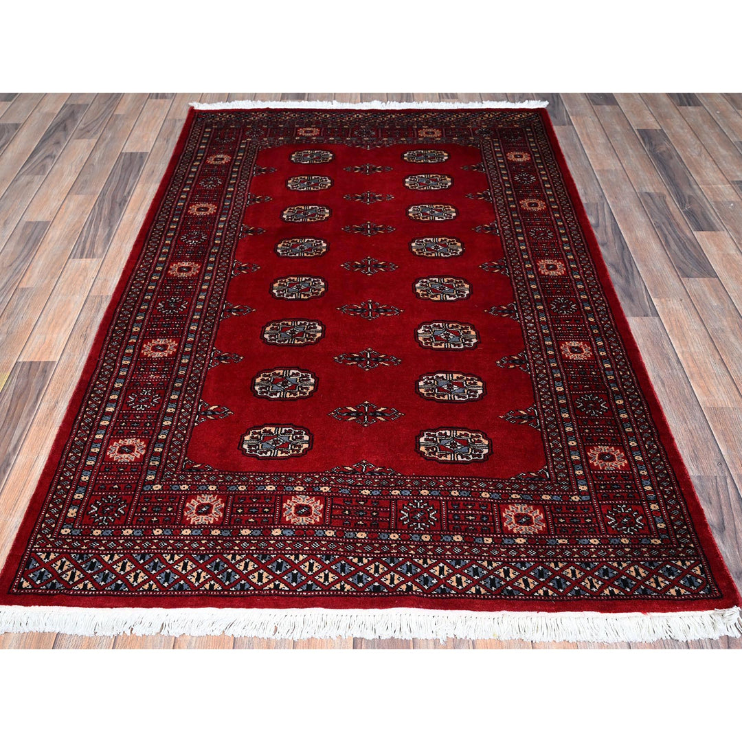4'2" x 6'2" New Hand Knotted Red Wool Rectangle Oriental Rug - MOA1021308