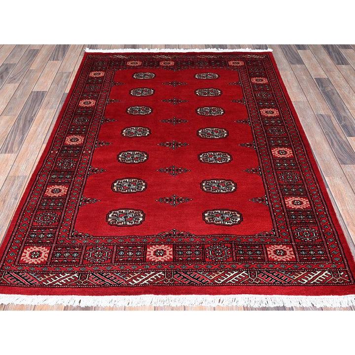 4'2" x 6'0" New Hand Knotted Red Wool Rectangle Oriental Rug - MOA1021309