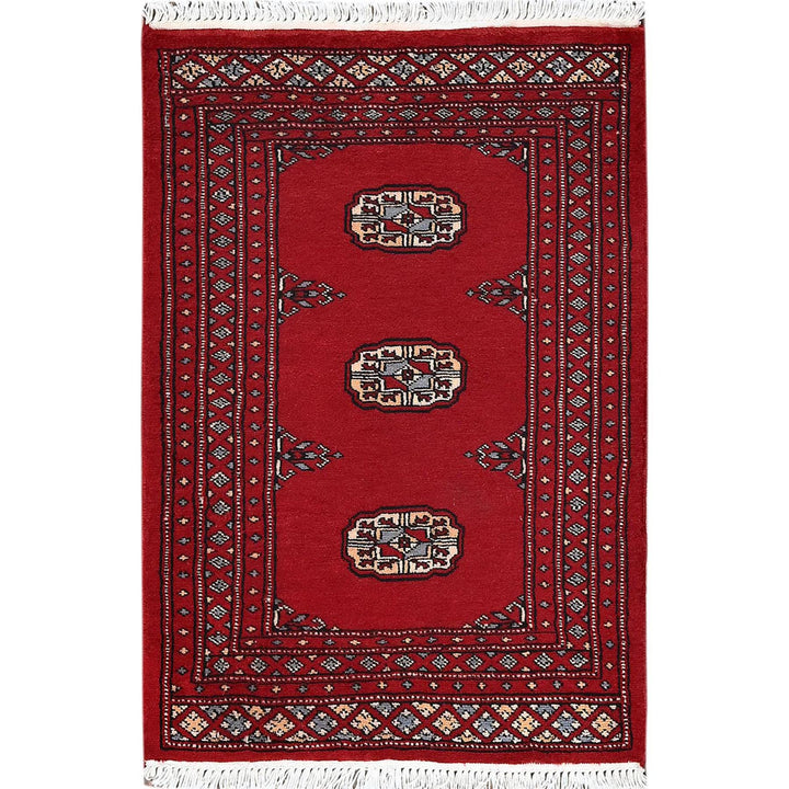 2'1" x 3'1" New Hand Knotted Red Wool Rectangle Oriental Rug - MOA1021311