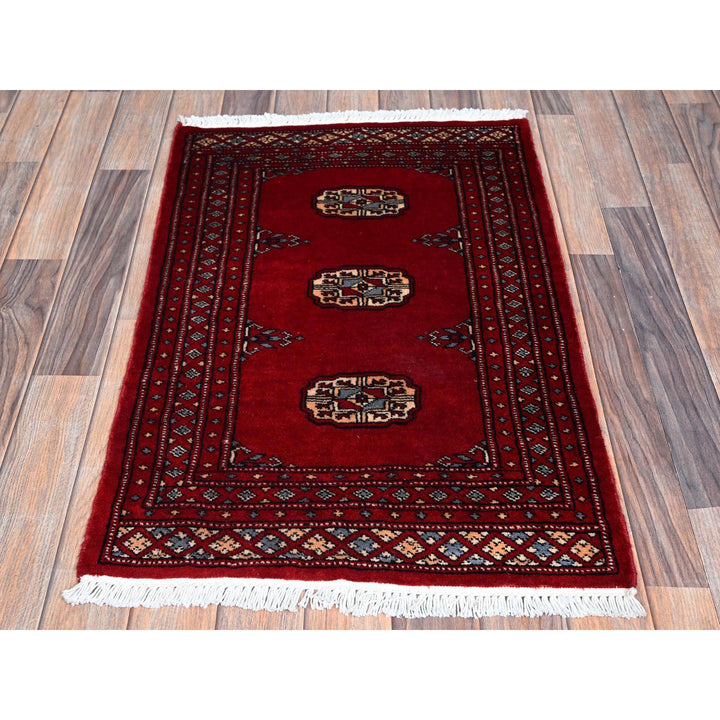 2'1" x 3'1" New Hand Knotted Red Wool Rectangle Oriental Rug - MOA1021311