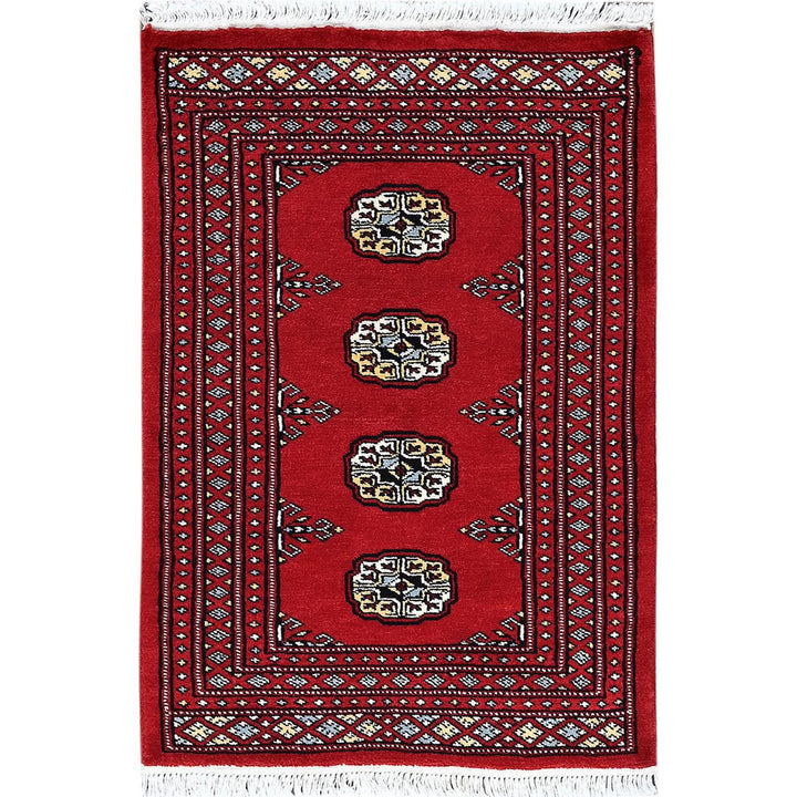 2'1" x 3'0" New Hand Knotted Red Wool Rectangle Oriental Rug - MOA1021312
