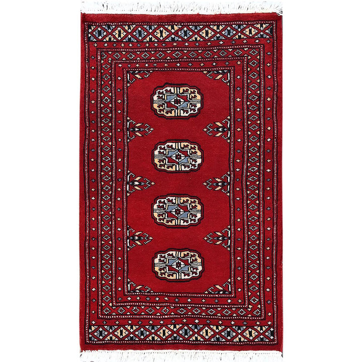 2'0" x 2'11" New Hand Knotted Red Wool Rectangle Oriental Rug - MOA1021313