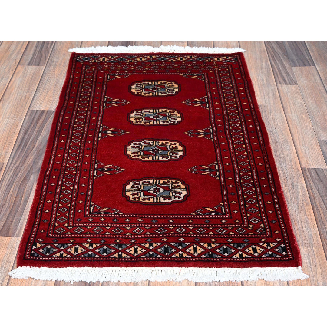2'0" x 2'11" New Hand Knotted Red Wool Rectangle Oriental Rug - MOA1021313