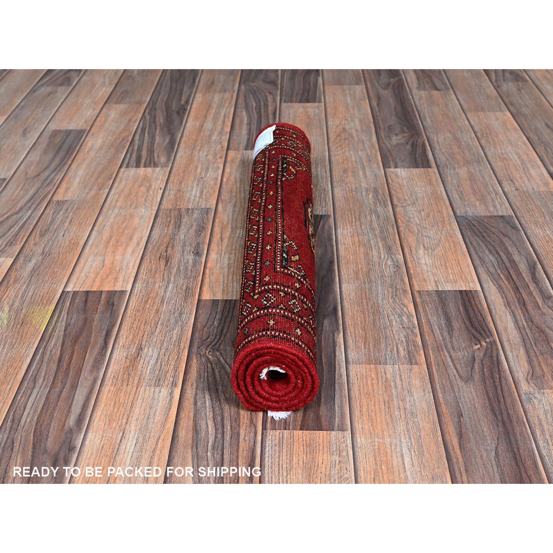2'0" x 2'11" New Hand Knotted Red Wool Rectangle Oriental Rug - MOA1021313