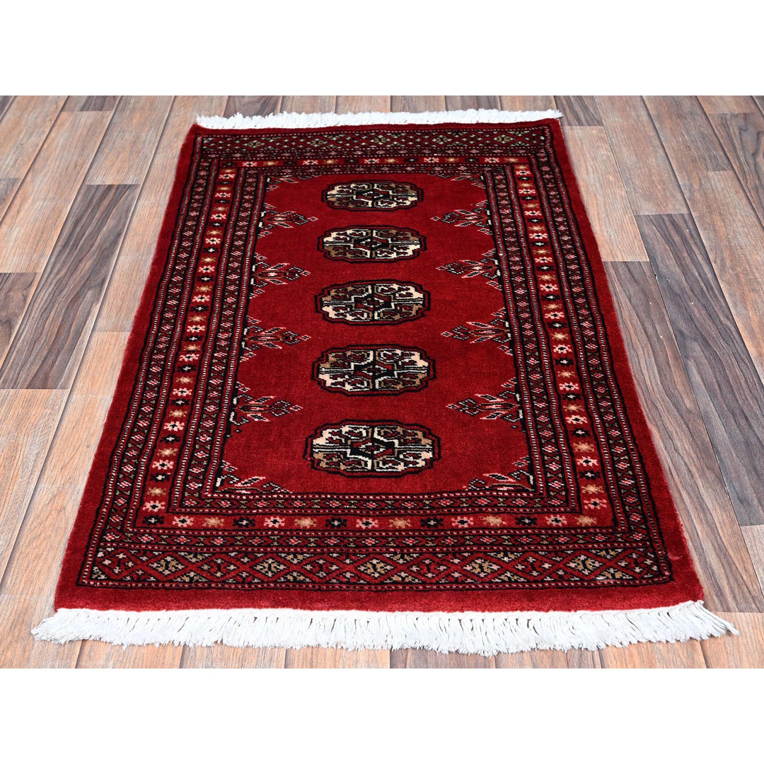 2'0" x 3'2" New Hand Knotted Red Wool Rectangle Oriental Rug - MOA1021314